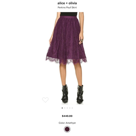 Alice + Olivia Perkins Pouf Purple Lace Skirt - Picture 2 of 8